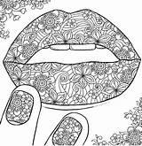 Nails Lip Mandala Lipsence Coloringhome sketch template