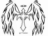 Coloring Angel Wing Cross Wings Pages Popular sketch template