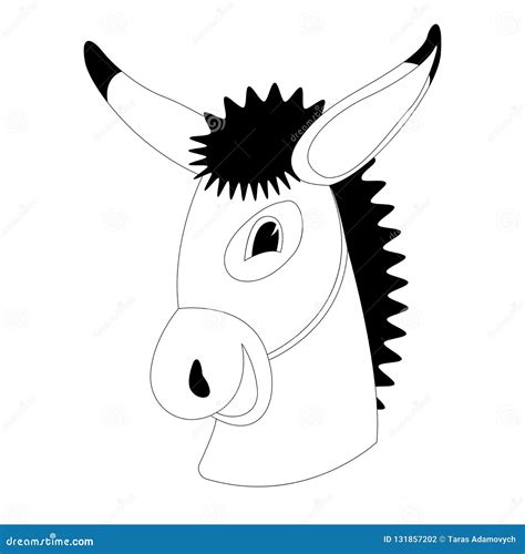 donkey cartoon face lining draw stock vector illustration  calm