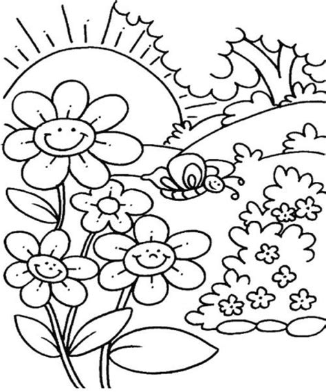 spring flower  garden coloring pages drawing coloring