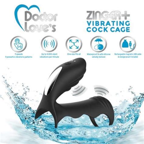 doctor love zinger vibrating rechargeable cock cage with remote