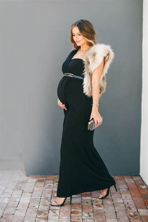 bumpstyle glamorous one shoulder black maternity evening gown