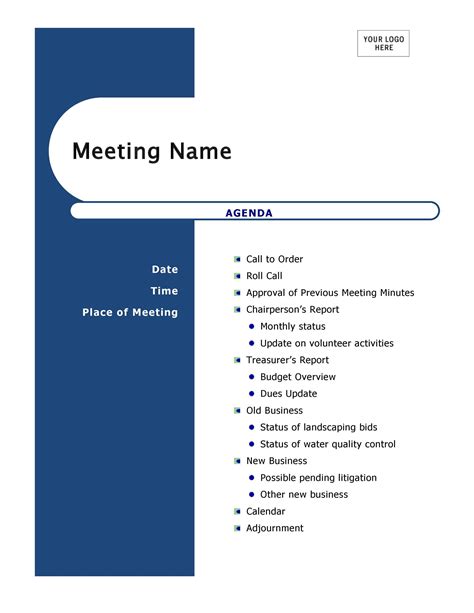 agendas  meetings templates  professional business template