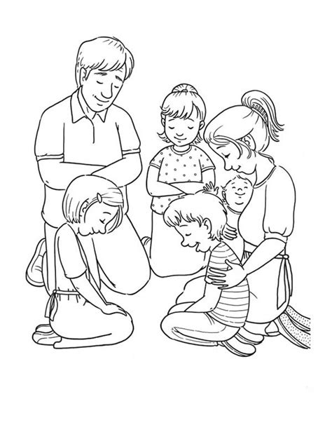 member  family praying  coloring page coloring sky