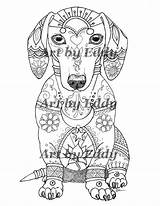 Coloring Dachshund Dog Pages Book Drawing Portuguese Animal Adult Sausage Single Mandala Dogs Water Etsy Dachshunds Sheets Adults Color Mandalas sketch template