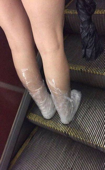 Saran Wrap Shoes How To Keep Your Feet Dry In The Rain