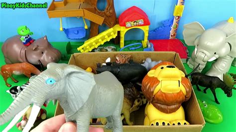 box full  toys wild zoo animals  babies learn animal names  sounds  kids toddler fun