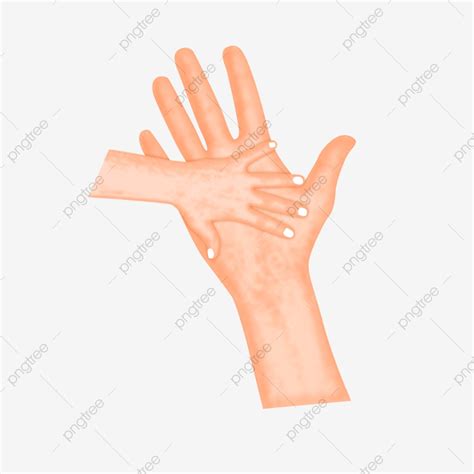 Cartoon Hand Painted Big Hand Holding Small Hand Png Free