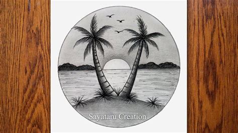 pencil drawing  circle step  step sunset scenery drawing