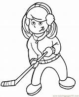 Hockey Coloring Pages Player Girl Players Clipart Printable Stick Girls Colouring Kids Cartoon Cliparts Playing Play Sports Print Color Ice sketch template