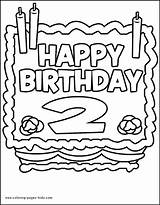 Birthday Coloring Pages 2nd Color Printable Holiday Happy Cake Old Kids Sheets Sheet Two Season Year Birthdays Google Party Years sketch template