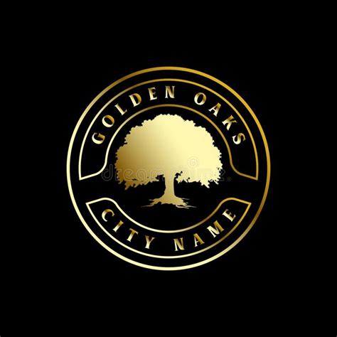 elegant golden oak logo oak tree logo design vector stock vector