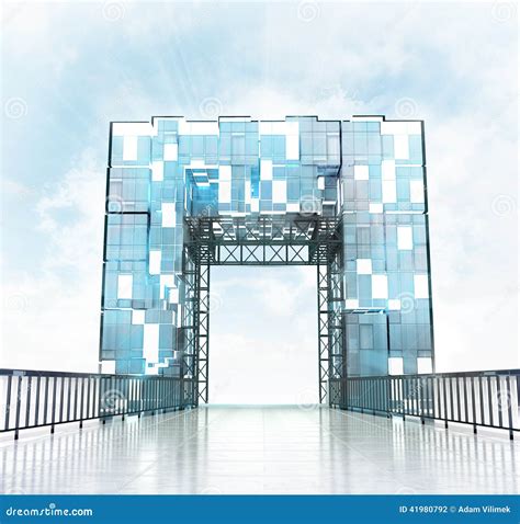 grand entrance  modern gateway architecture stock illustration image