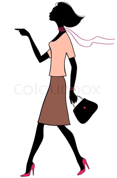 vector silhouette beauty business woman with bag vector colourbox