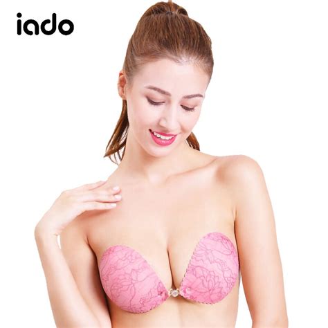 iado new lace gathered invisible bra strapless self adhesive silicone