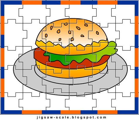 printable jigsaw puzzle  kids burger jigsaw