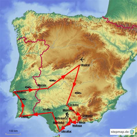 stepmap iberische halbinsel landkarte fuer spanien