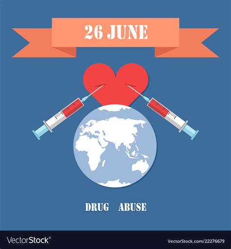 drug abuse poster   syringe  heart vector image