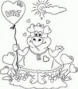 Valentine Pig Coloring Balloon Pintura Em Para Tecido Riscos Country Finished sketch template