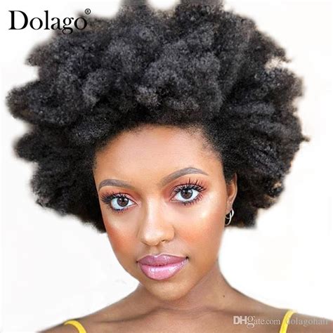 Afro Kinky Curly Full Lace Human Hair Wigs For Women Black 130 Density