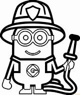 Coloring Minions Fireman Pages Firefighter Sam Fire Printable Minion Color Sheets Print Book Fighter Kids Firemen Wecoloringpage Helmet Cartoon Cute sketch template