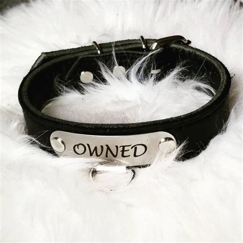 Submissive Black Bdsm Collar With Custom Name Owned Collar Etsy