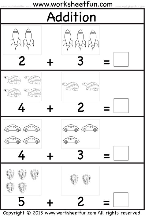 addition  kindergarten worksheets worksheetscity