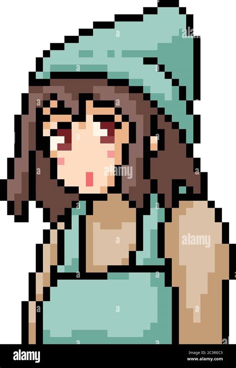 Vector Pixel Art Anime Girl Isolated Cartoon Stock Vector Image And Art