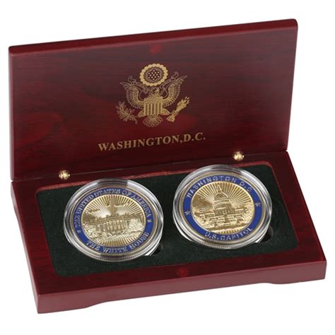presidential coins  white house  capitol building coin set  wood case kt gold