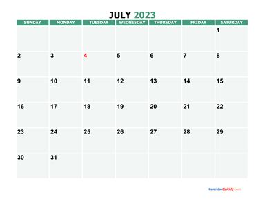 july  printable calendar calendar quickly
