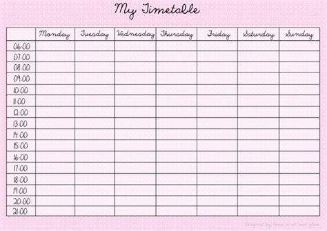 revision timetable template blank  blank revision timetable