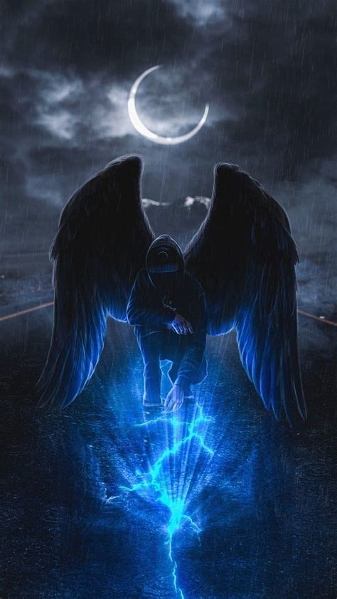 angel dark fantasy art neon pinterest nz hooded man hd phone