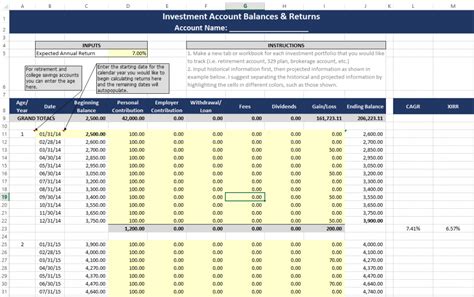 calculating investment returns     track historical  projected returns