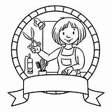 Hairdresser Funny Profession Abc Series Emblem Coloring Book Illustration sketch template