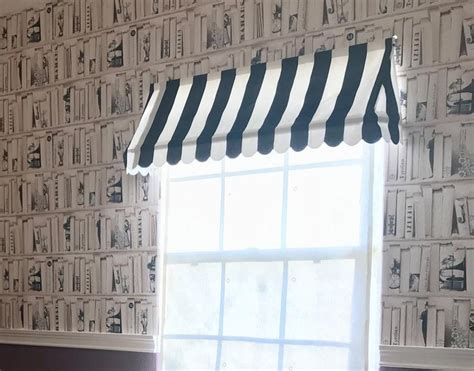 black custom striped awning valance scalloped edge indoor etsy   indoor awnings