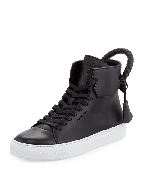 buscemi mens mm leather high top sneakers black neiman marcus