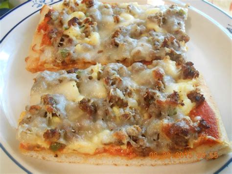 breakfast pizza egg sausage onions  peppers recipe  denise
