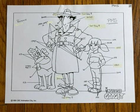 Inspector Gadget Lot Production Art Dic Animation 1991 Pantone Pms