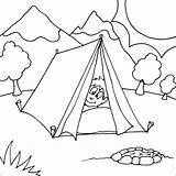 Coloring Camping Pages Printable Boy Tent Kids Colouring Scene Color Sheets Fire Nature Print Activities Dot Summer Fun Pit Peaking sketch template