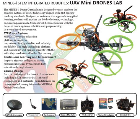 minds  stem robotics drones lab uav mini  hour technical training aids