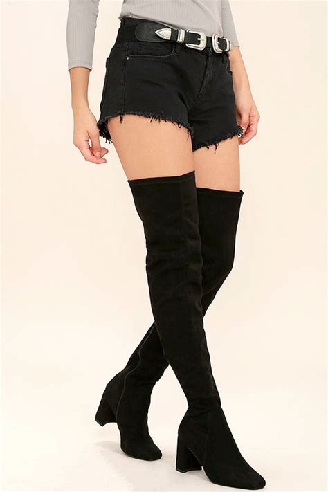 Sexy Black Boots Thigh High Boots Black Vegan Suede Boots 39 00