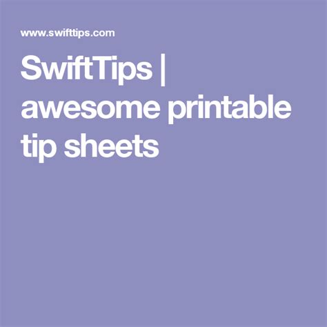 swifttips awesome printable tip sheets check    printables