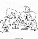 Family Reading Coloring Cartoon Play Book Football Time Outlined Huddled sketch template