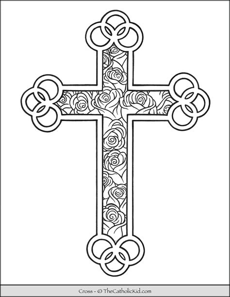 cross coloring page roses thecatholickidcom cross coloring page coloring pages  kids