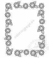 Border Floral Frame Flower Spring Pattern Vector Beautiful Coloring Printable Coloringpage Eu sketch template