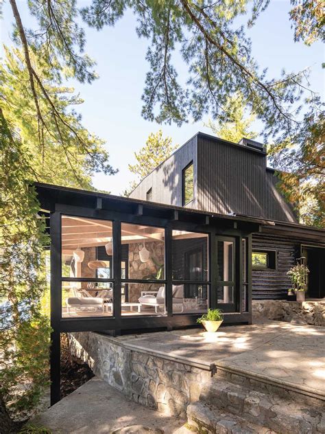 black exterior   living spaces  part  remodeling   log cabin