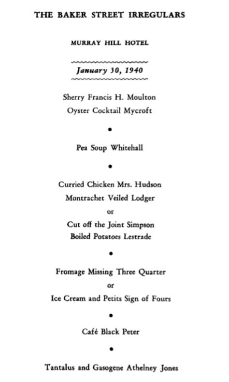 “entertainment and fantasy” the 1940 dinner published originally as the 1998 baker street