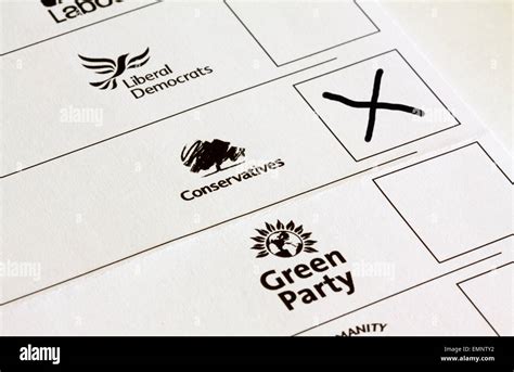 uk general election ballot paper  boxes marked  voting  stock