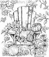 Coloring Pages Fall Scenery Adult Scene Autumn Rubber Pumpkin Northwoods Adirondack Scenes Landscape Sheets Trees Drawing Stamps Leaves Colouring Book sketch template