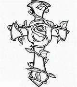 Coloring Pages Cross Roses Crosses Printable Dari Disimpan Adult Jesus Flower sketch template
